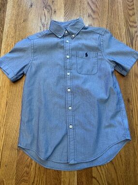 Ralph Lauren Boys Short-Sleeve Button-Down Shirt in Chambray Blue 10 12 events